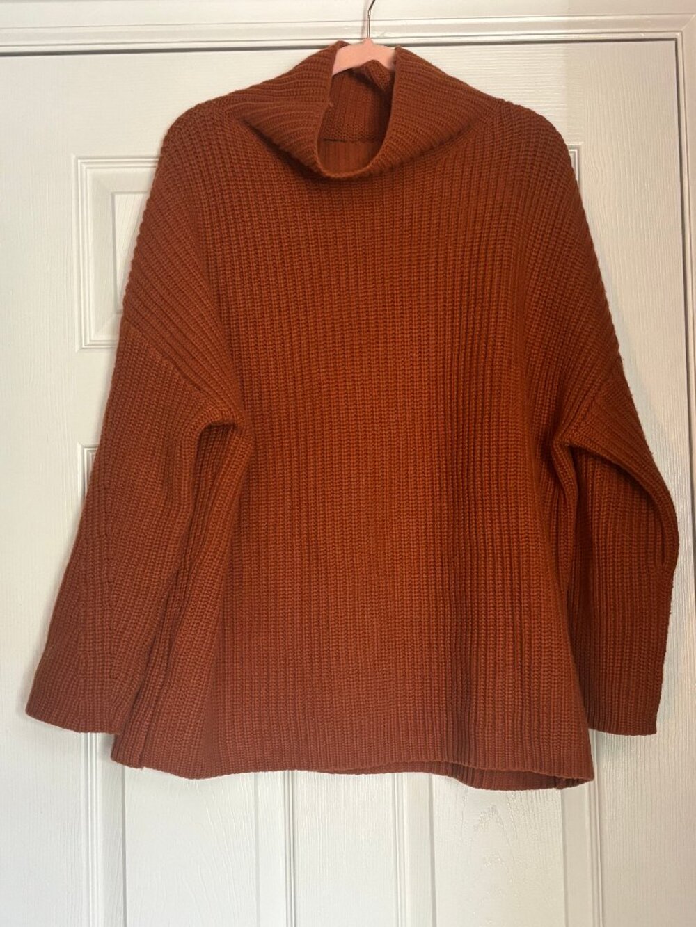 Naadam Wool Cashmere Oversized Turtleneck Orange Sweater - Size S